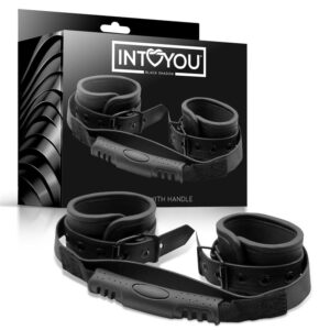 INTOYOU BLACK SHADOW Esposas de Cuero Vegano con Asidero