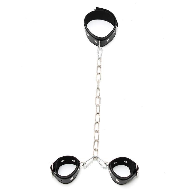 BONDAGE PLAY Collar con Esposas Cadena Ajustables - Image 2