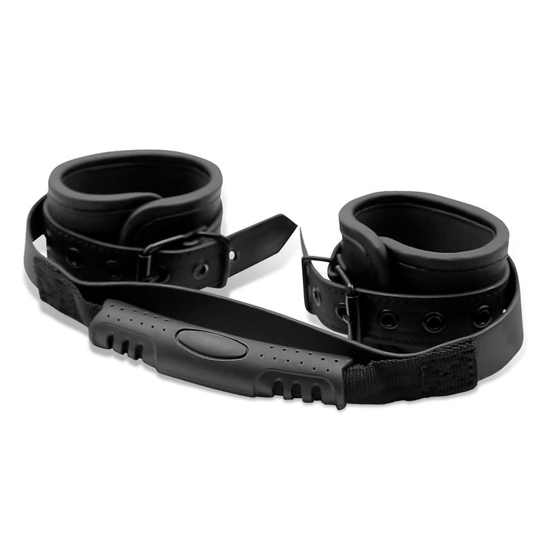 INTOYOU BLACK SHADOW Esposas de Cuero Vegano con Asidero - Image 3