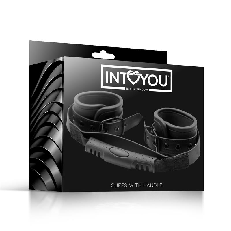INTOYOU BLACK SHADOW Esposas de Cuero Vegano con Asidero - Image 5